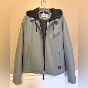 HDSH (Hudson Free Thinkers)  Gray/ Green Bomber Jacket with Hood